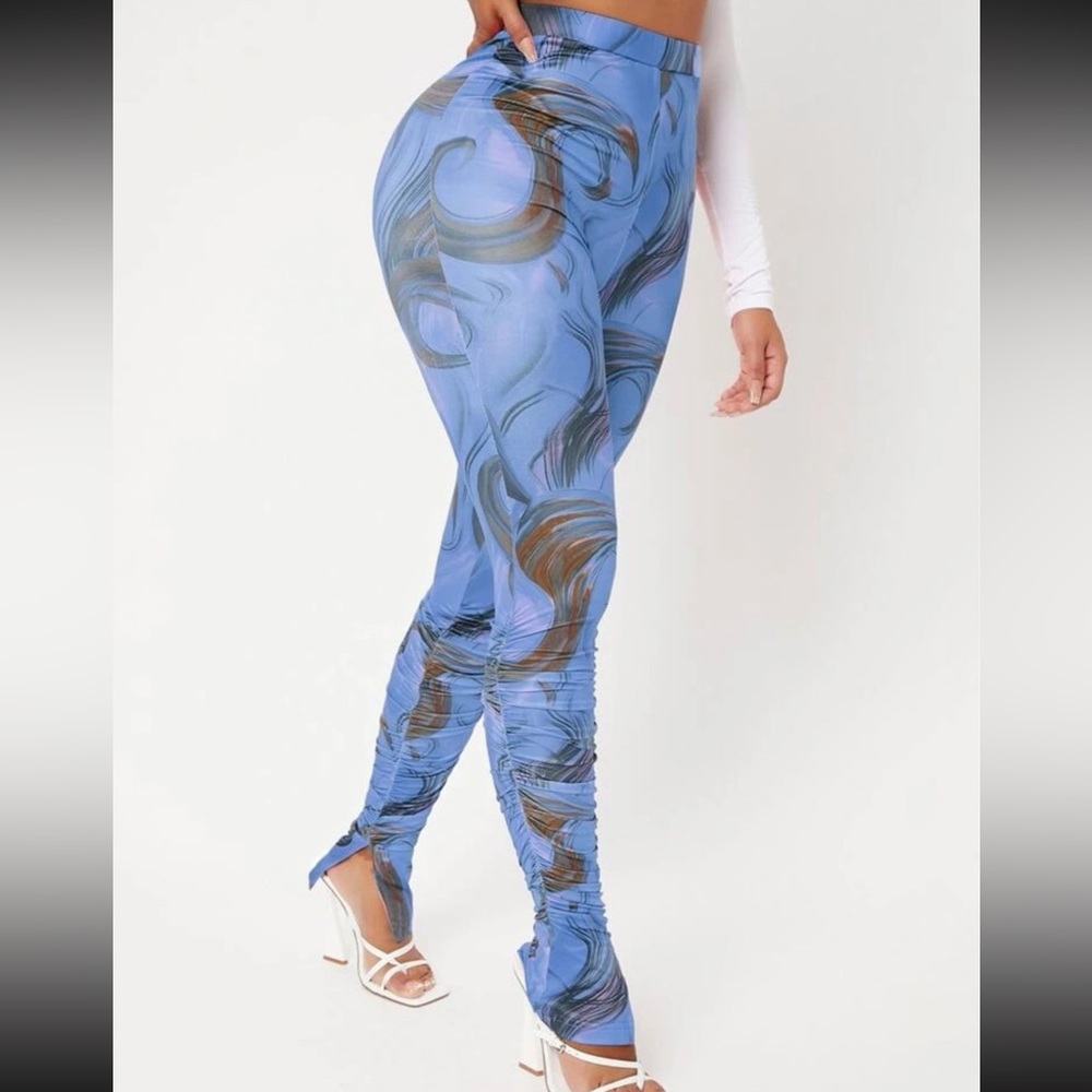 Ruched Grapic Print Leggings